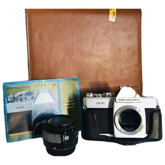 MAMIYA 500DTL CAMERA + MINOLTA  AF 50mm 1:1.7 LENS + Case + MANUAL VTG AS IS - Picture 1 of 12
